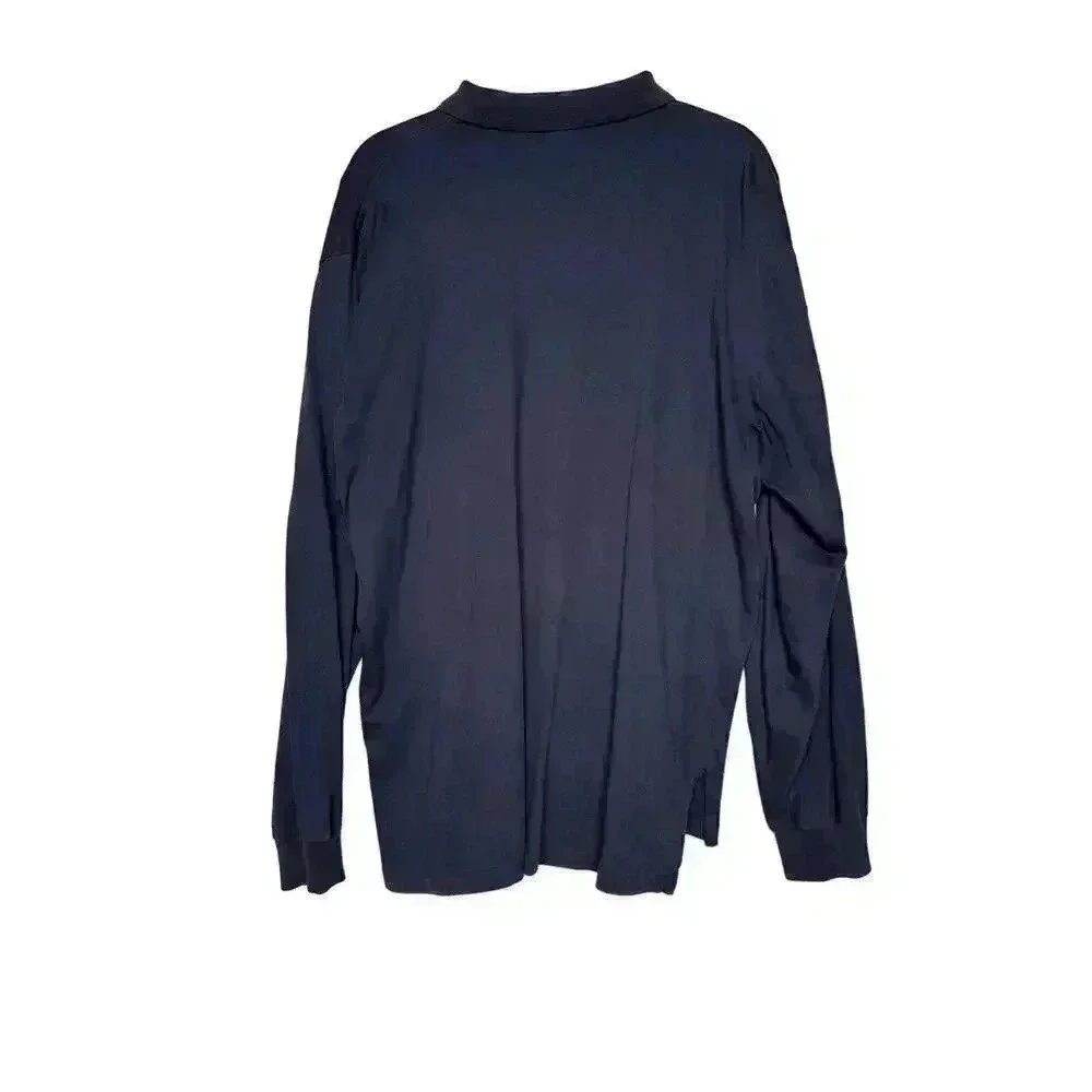 Polo By Ralph Lauren Mens Polo Shirt Size XL Navy Blue One Button Cotton Logo